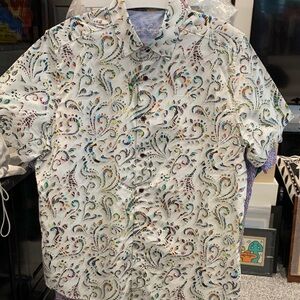 Robert Graham White Short-Sleeve Paisley Button-Down with Multicolor Accents